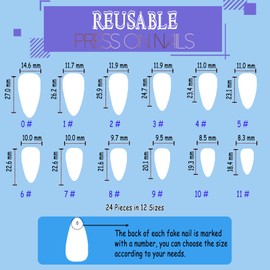 ookizom 24 Pcs Press on Nails Medium, Press on Nails Almond Pure Colour Fake Nails Glossy Acrylic Nails False Nails with Glue, Abstract Fake Nails for Women Girls (Prussian Blue)