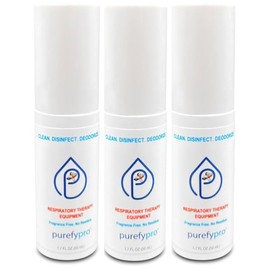 PUREFY Purefypro CPAP Cleaner and Sanitizer Spray (1.7oz, 3pk). TSA Travel Size. No Rinse. No Residue. Kills 99.9999% Norovirus, Flu Virus, and Fungi, Drug Resistant Germs. Unscented.