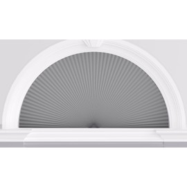 Myshade Arch Window Shades Half Circle Blackout Cellular Shades Cordless No Drill Blinds for Windows Half Moon Honeycomb Fabric No Tools Room Darkening Shades Easy Install (1PCS Grey 48" W X 24" H)