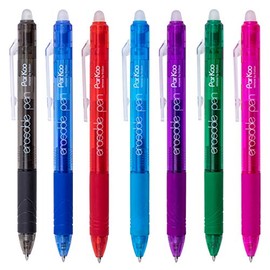 ParKoo Retractable Erasable Gel Pens Clicker, Extra Fine Point 0.5 mm, No Need for White Out, 7 Assorted Colors Inks for Planners and Crossword Puzzles