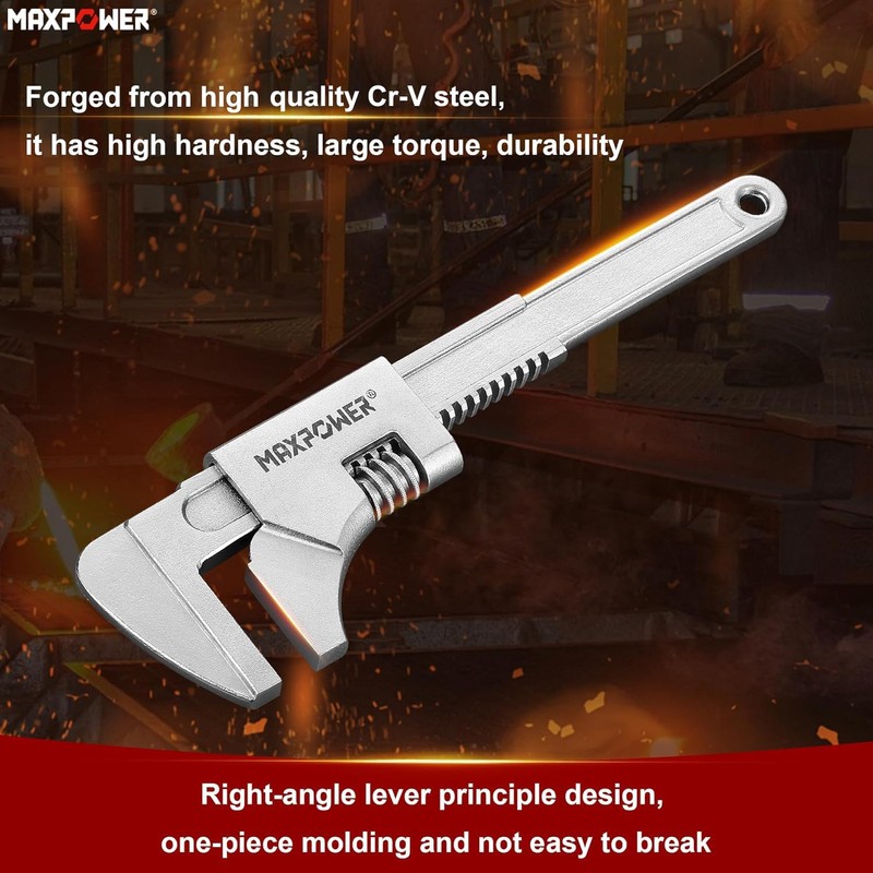 MAXPOWER 11" Automotive Wrench, Adjustable Wrench Wide Jaw Opening 3",