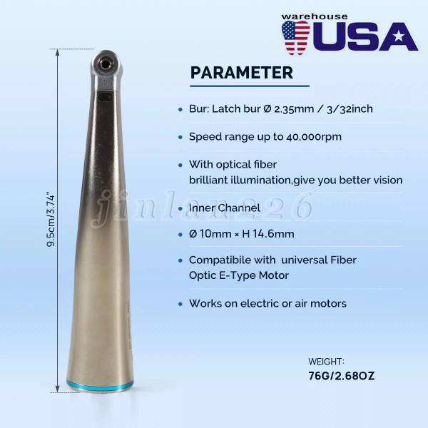 Unbranded Dental 1:1 Handpiece Internal Spray Contra Angle Latch bur