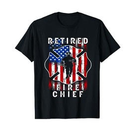 USA flag Retired Fire Chief Firefighter Rank Retirement T-Shirt