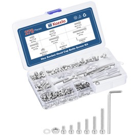 Kozelo Pack of 270 M4 Allen Head Cap Screws Nuts Assortment Kit - [M4x6/8/12/16/20/30mm] 304 Stainless Steel Allen Drive for 3D Printer with Allen Key