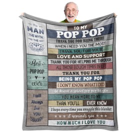 AICLIV to My Pop Pop Blanket 60"X50" - Best Gifts for Pop Pop from Grandkids, Poppop Gifts for Birthday Father's Day Christmas, Soft Warm Cozy Throw Blanket for Pop-pop