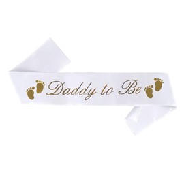 Daddy to Be Sash - Classy Baby Shower Sash For Dad To Be, (White w/Gold Lettering) Baby Shower Party Decorations, Gifts, Favors, Supplies Boy & Girl, Dad To Be Gender Reveal Father To Be (White)