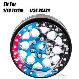 RCHuiWow RC 1.3 Beadlock Wheels for 1/18 1/24 RC Crawler Car TRX4M SCX24,1.3 RC Wheels Brass Coating Rings Alloy Rims for Trx4m Scx24,Colorful