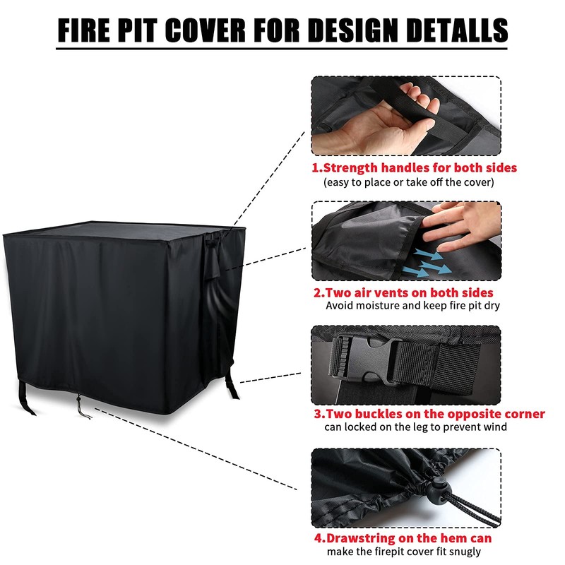 Youlvy Fire Pit Cover Rectangular 48 Inch,Propane Gas Fire Pit