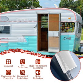 16FT RV Rain Gutter & Drip Rail - Flexible TPE Strip Roof Diverter with Adhesive Backing, J-Shape Trim Molding for Cars, Vans, and RVs