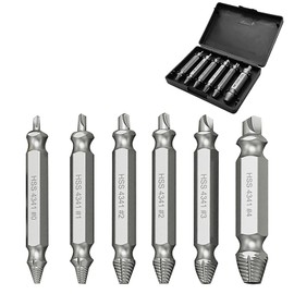 zoerbufan 6-Piece Professional Screw Extractor Set, Left Extractor, Screw Removal Tool, Screw Remover, Left Drill Made of HSS 4341 for Removing Damaged Screws and Nuts