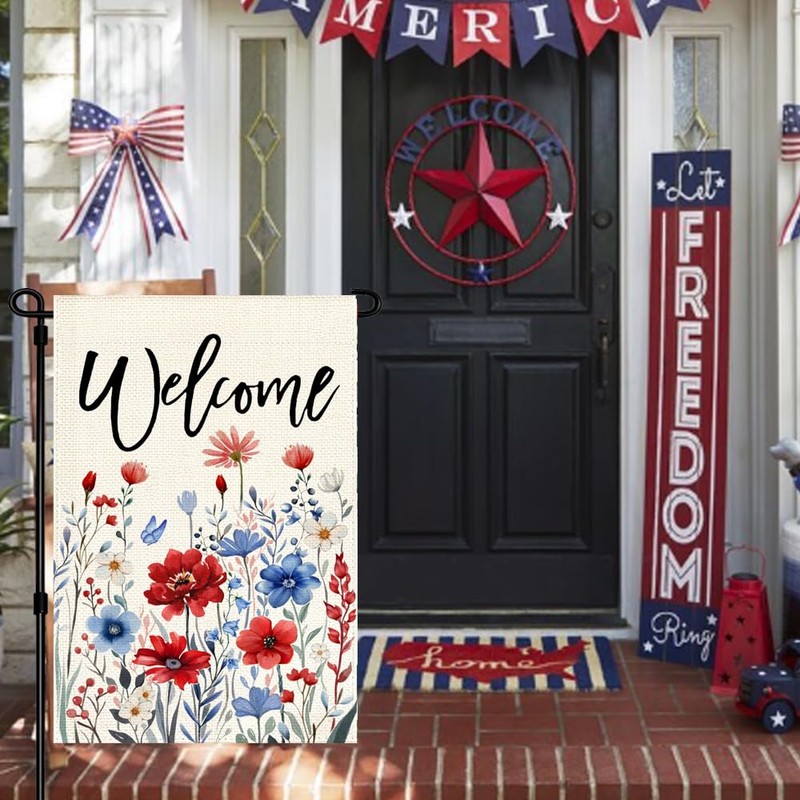 RABUSOFA 4th of July Memorial Day Patriotic Garden Flag 12x18