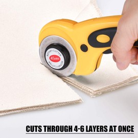 MaoXinTek Rotary Cutter, 45 mm Fabric Cutter, Rolling Blade for Various Cutting Types, Safety Lock & Non-Slip Handle, Perfect for Fabric, Paper, Foam & Leather