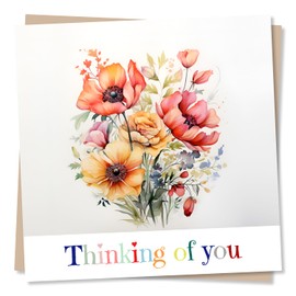 Thinking Of You Card - Colourful Flowers - Condolences and Sympathy Card - Made in UK