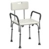 Medline Shower Chair for Inside Shower, Heavy Duty, 350 lb Capacity, Adjustable Height, Non-Slip Seat with Padded Armrests & Back, White