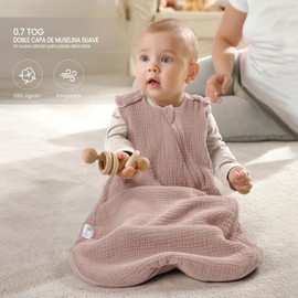 lulumoon Saco de Dormir Bebe para 15-24 Meses: Saquitos para Dormir Bebe 0,7 TOG Muselina Algodón, Cremallera Doble, Apto para Niños y Niñas, para Todo el Año (Rosa Pálido, L)