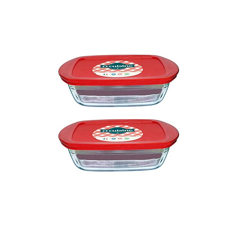 Pyrex O'Cuisine Borosilicate Glass Rectangular Dish with Plastic Lid 1.1L