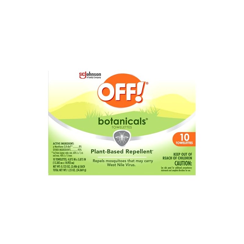 OFF! Botanicals Insect Repellent Wipes, Mosquito Repellent, 10 Count Individually