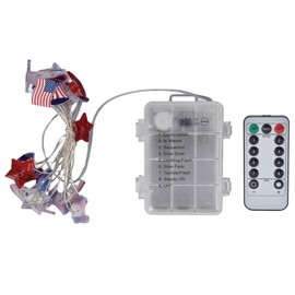 Independence Day Light String Wireless Remote Control IP44 Waterproof Timing Function LED American Flag String Lights3 Meters 30 Lights