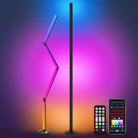 AMUSIGHT Corner Floor Lamp, 1 PC Foldable RGBIC LED Corner Lamp Color Changing Corner Light with 16 Million Colors & 68+ Scene, Music Sync, Timer Setting, Ideal Gaming Rooms, Bedroom, Home Decor, FCC