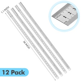 EBOOT 12 Pack 36 Inch Stainless Steel Rulers, Metal Rulers Imperial & Metric Graduations for Precision Measuring Meter Yard Stick for Construction Drafting Woodworking