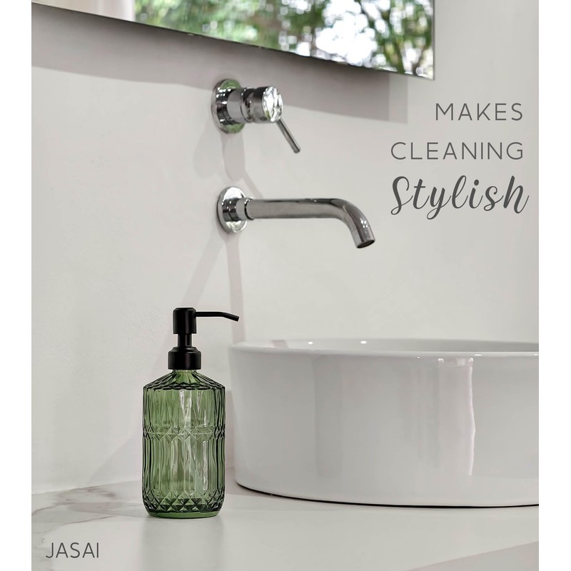 JASAI 18Oz Green Soap Dispenser with Black Rust Proof Pump,