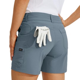 Willit - Pantalones cortos tipo cargo de golf para mujer, secado rápido, atléticos, informales, de verano, con bolsillos, 5 pulgadas, Azul (Utility Blue), 6