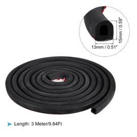 uxcell D-Shape Door Rubber Seal Strip, 0.51"x0.59" Foam Automotive Weather Stripping with Self-Adhesive for Cars, Truck, Door Window, Boats Soundproof Insulation Sealing (9.84Ft)