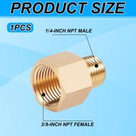 4pcs Brass Pipe Fitting Adapter, 1 4 Inch NPT Male Thread x 3 8 Inch NPT Female Thread Hex Connector Pipe Extension Fittings Replacement Accessories Sanitary Gas Hydraulic Systems