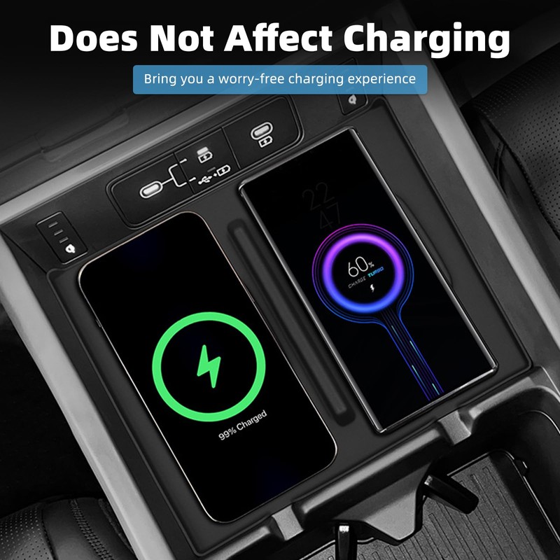 Center Console Wireless Charging Pad + Cup Holder Fit for