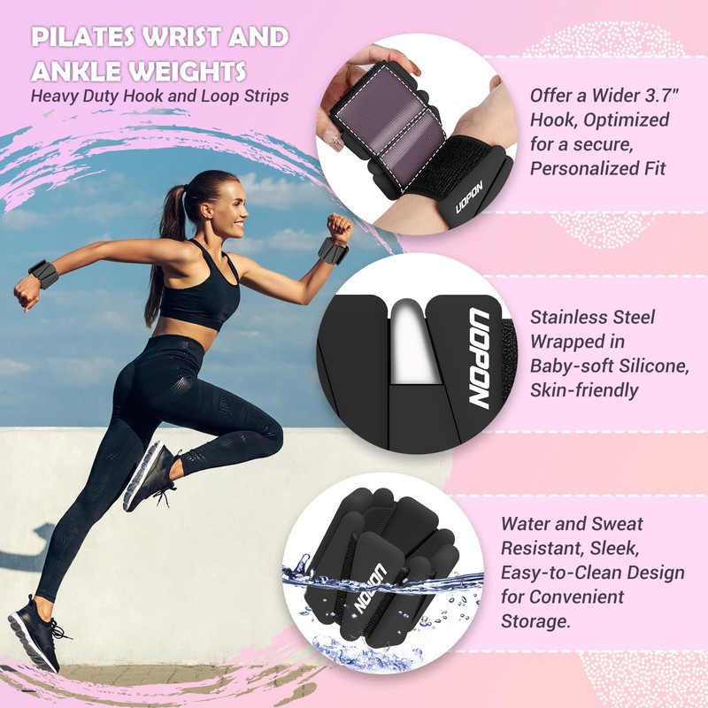 Wrist Ankle Weights for Women Set of 2, Adjustable Silicone