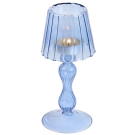 Gurfuy Navy Blue Glass Votive Candle Holders - Glass Hurricane Candleholders Crystal Decorative Lamp Shaped Candle Stand for Table Wedding Dinning Centerpieces Party Supplies Festival Windowsill