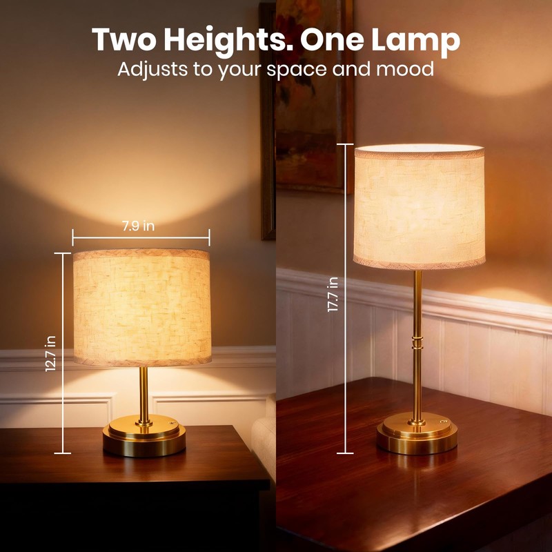 AWOKE 17.7-Inch Tall Cordless Table Lamp, 7500mAh Long-Lasting Battery Operated