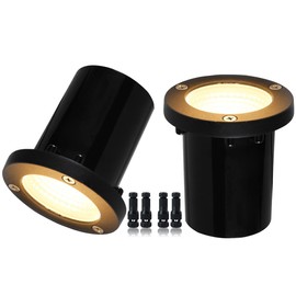 EAGLOD 5W Landscape Well Light,12-24V In-Ground Low Voltage Landscape Lights with Connectors, IP67 Waterproof Landscape Lighting,3000K Paver Lights for Yard, Garden, Patio (2 Pack)