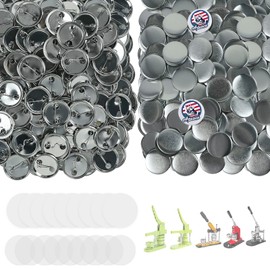 Onemorello 200 Sets Button Maker Supplies, 25mm / 0.98 inch Button Supplies Button Parts, Approx. 1 inch Metal Blank Button Badge Parts with Blank Paper for Button Maker Machine Pin Maker Button Press