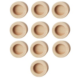 Gedotec Sliding Door Furniture Handle Beech Wood Inlet Shell Handle Round for Doors and Drawers - H1854 | Handle Shell Diameter 60 mm | Handle for Gluing | Pack of 10 - Wooden Handle for Cabinet Doors