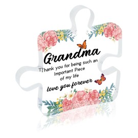 Betagt Gifts for Grandma, Delicate Grandma Birthday Gifts from Grandkids, Engraved Acrylic Puzzle-Shaped Plaque 3.4 x 3.2 inch Thanksgiving Mothers Day Birthday Gifts Present Desk Decorations