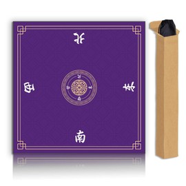 Mahjong Mat, Non-Slip Noise Reducing Game Mat, 31.5 Inch Mahjong Table Mat,Mahjong Mat with Cloth Bag and Carton Storage,Suitable for Mahjong, Dominoes, Solitaire and Other Games. (Purple)