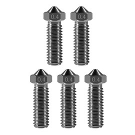 5Pcs Nozzles 0.4mm Hardened Steel Extruder Print Head M6 Lengthen Extruder Thread Volcano Nozzles for 1.75mm Filament E3D V5-V6 3D Printer