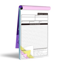 IMXYO Carbonless Contractor Invoice Receipt, 7.3 x 11 inches Estimate Book, 3-Part with Carbon Copies, 50 Sets with Backing Board for Small Business,Construction,Estimates & Handyman