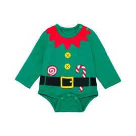 bakjuno Newborn Baby Boys Girls Christmas Clothes Elf Cosplay Striped Pants Set (E-Green, 0-3 Months)