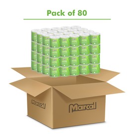 Marcal Toilet Paper 100% Recycled - 2 Ply, White Bath Tissue, 504 Sheets Per Roll - 80 Rolls Per Case Green Seal Certified Toilet Paper 04580