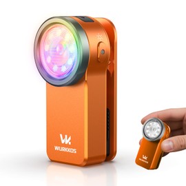 Wurkkos HD03 Rechargeable Flashlights EDC Clip-on Light, Bright 680 Lumens Pocket Flash Light, Combines Spotlight Floodlight RGB Light, Magnetic, IPX6 Waterproof for Cycling, Repairing (Orange)