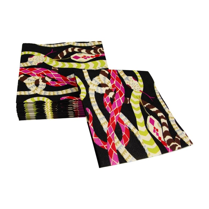 Caspari Serpentine Black Cocktail Napkins - 20 Per Package, 4