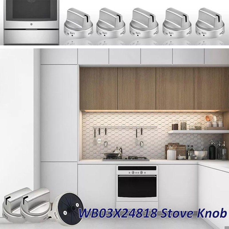DPHealth 5PCS Stainless Steel Control Knob Compatible with GE Gas