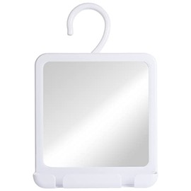 Hangable Fogless Shower Mirror for Shaving with Hook for Hanging, Razor Holder and Anti Fog Shatterproof Surface, Fill Back Chamber/Reservoir with Hot Water for Fog Free Shave, 8" x 7" (White)