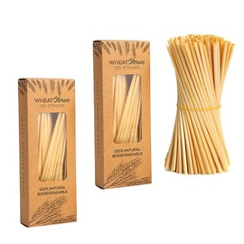 200 Count Biodegradable Wheat straw, Plastic-free cold drink straws, Disposable Eco-Friendly Drinking Straw for Home, Restaurant, Parties, Smoothie, Coffee - 7.87 Inch & 100% Compostable