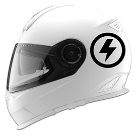 Circled Lightning Bolt Auto Car Racing Motorcycle Helmet Decal - 5" - Black