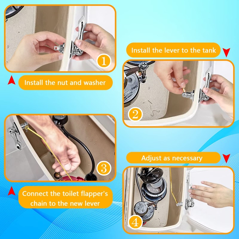 Boltigen Universal Front Angle Mount Toilet Handle, Chrome Finish Toilet