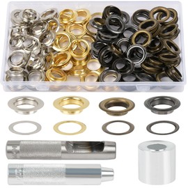 BATINO 120 Sätze Ösen Werkzeug Set, Ösen Scheiben Ösenzange Kit, 14 mm Metall Tülle Ösen Grommets Setzwerkzeug Ösenzange mit Stanzwerkzeug für Planen/Leder/Gewebe/Vorhang/Poo/Abdeckung Ösen