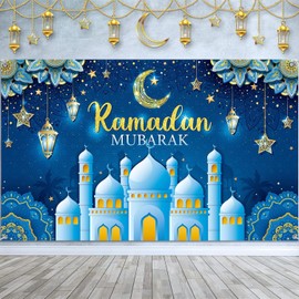 Ramadan Mubarak Background Banner, Decoration Banner Ramadan, 180 x 110 cm Ramadan Banner Extra Large Ramadan Kareem Banner Eid Mubarak Background for Muslim Islamic Party Ramadan Decoration